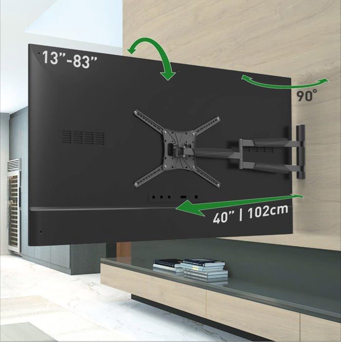 Support mural TV - Barkan - BM443XL - 13 à 83 pouces - 50 kg - Inclinable - Noir