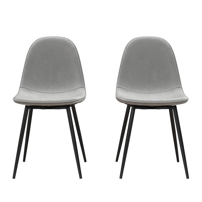 Chaises de salle à manger set de 2 en gris velours Chaises de salle à manger set de 2 en gris velours