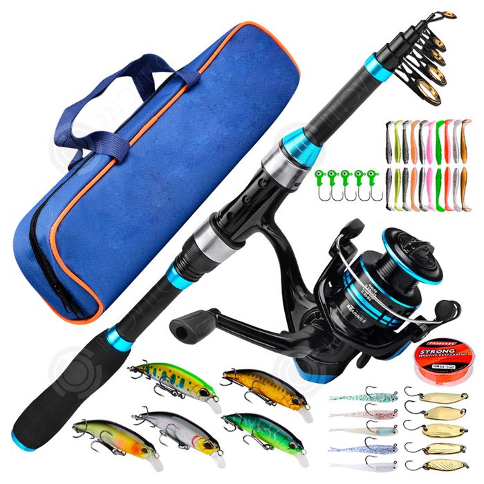 Kit Pêche Débutant Complet Combo Canne Pêche Sougayilang - Télescopique Fibre Carbone + Moulinet 12+1BB Canne A Peche Truite