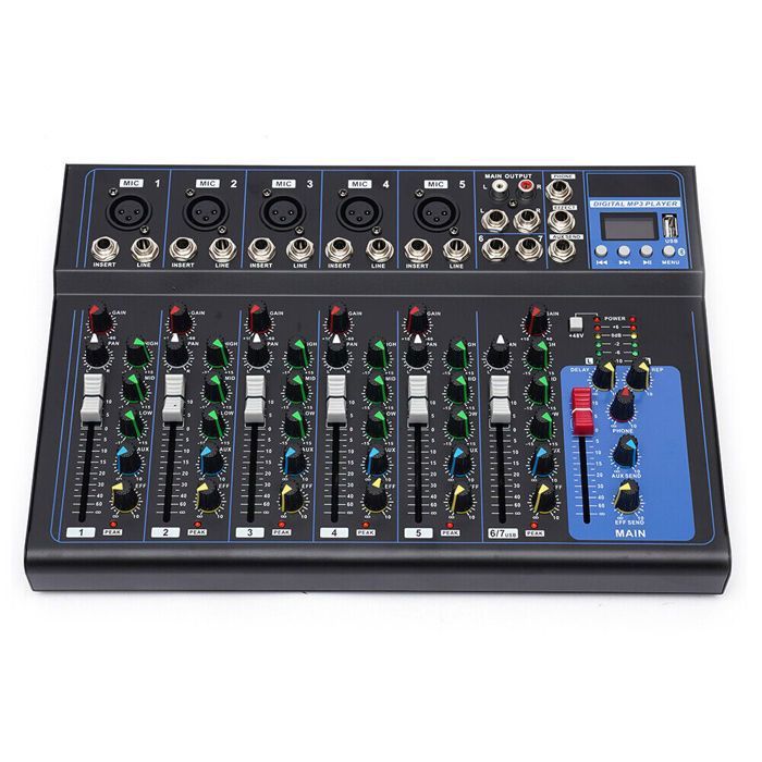 Mixer DJ Ibiza 4 Vie/7 Canali Con USB - Nero, Perfetto Per Karaoke E DJ