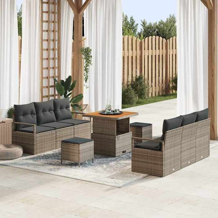 vidaXL Ensemble de canapé de jardin et Crème 80 x 80 x 71 cm - vue 2