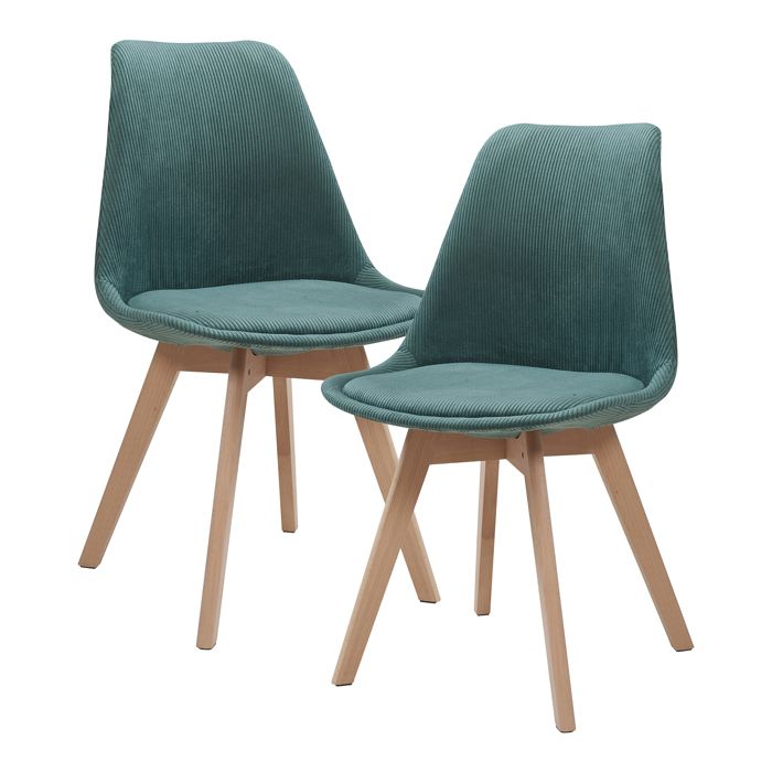 Lot de 2 chaises de salle à manger Fläten velours côtelé vert foncé
