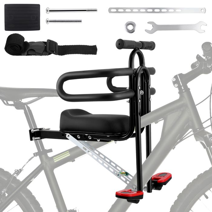 Siège Enfant Avant Pour Vélo/VTT – Noir Aluminium – Jusqu'à 30 Kg – Neuf