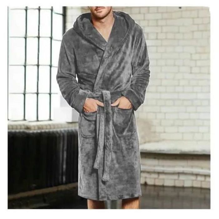 Robe de chambre en polaire pour homme Luxe et confort Gris Or