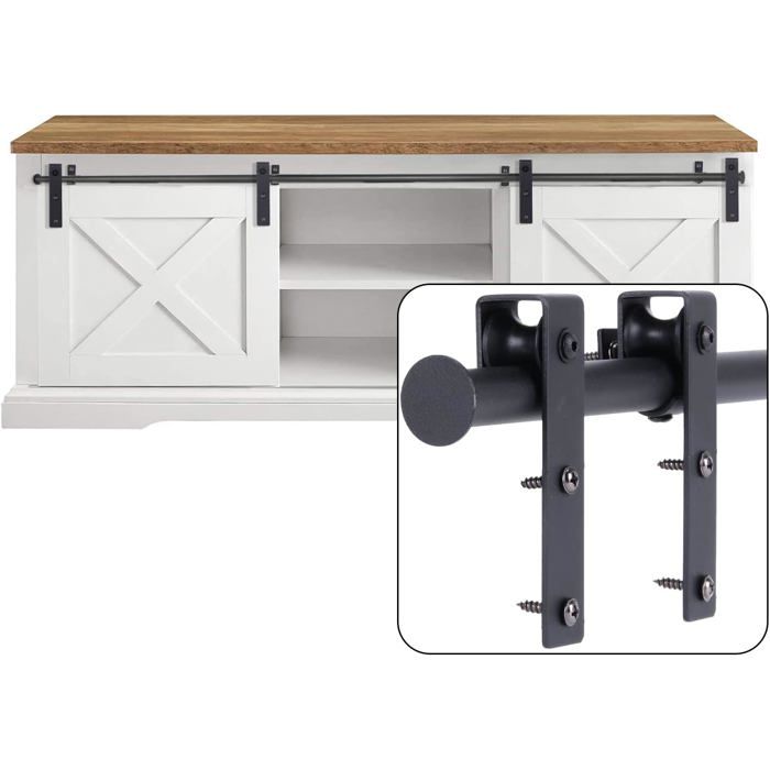 EGTink 180 cm / 6 voet hardware railset voor schuifdeur, mini-schuifdeurrail, hardwareset voor hangende deur, opbergkast, tv-meubels, kasten