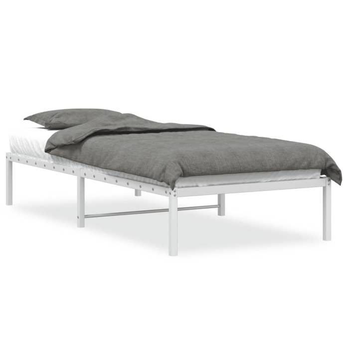 Cadre de lit métal sans matelas blanc 90x190 cm--Mothinessto3485