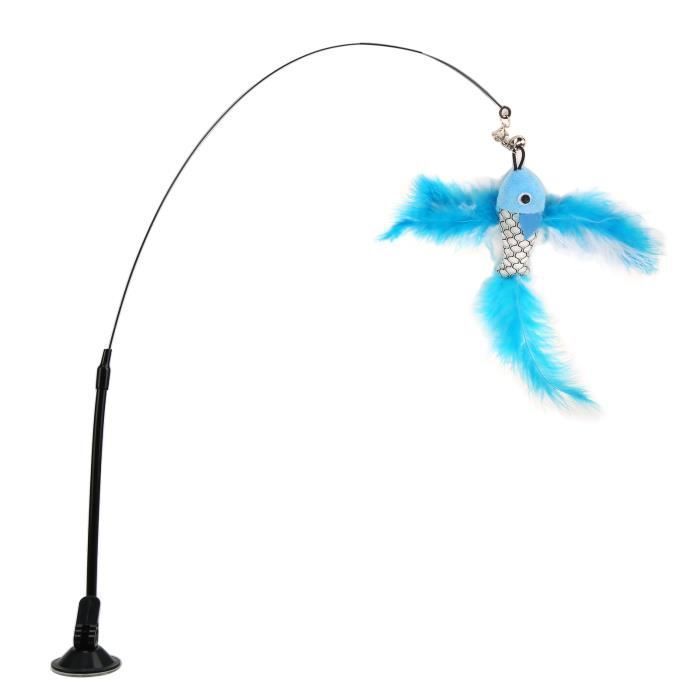 Jouet pour chat - Zerone - Baguette de plume - Ventouse puissante - Fil dacier durable
