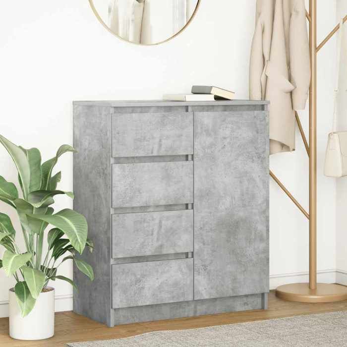 Gris Buffet de rangement - Vitrine bahut - armoire console Pour cuisine avec tiroirs gris béton 71 x 35 x 84cm - Bois dingénierie