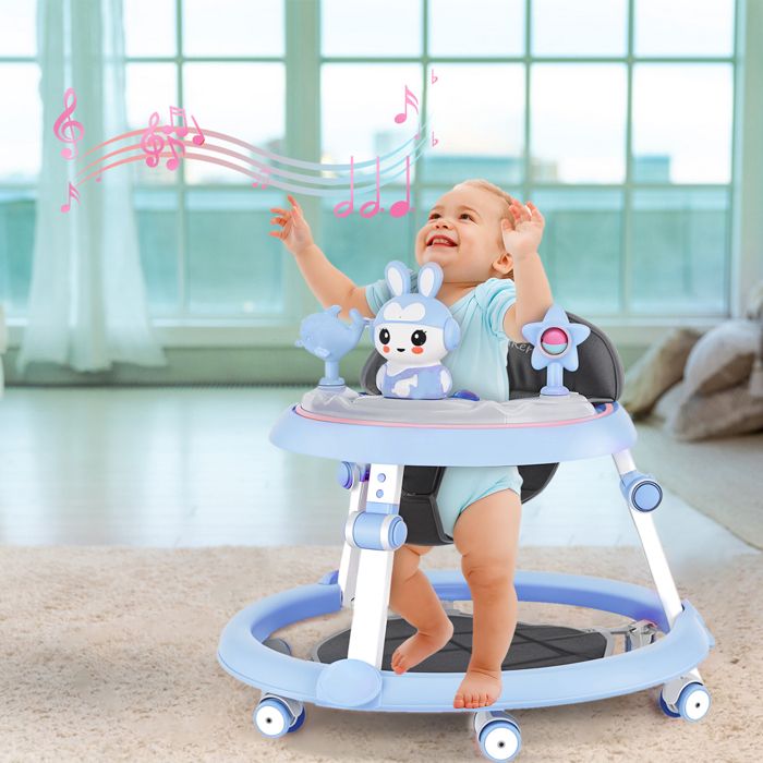 Trotteur Bébé Pliable - Fianao - 6 à 18 mois - Réglage du coussin à 5 niveaux - 20X52CM - Plastique - BLEU