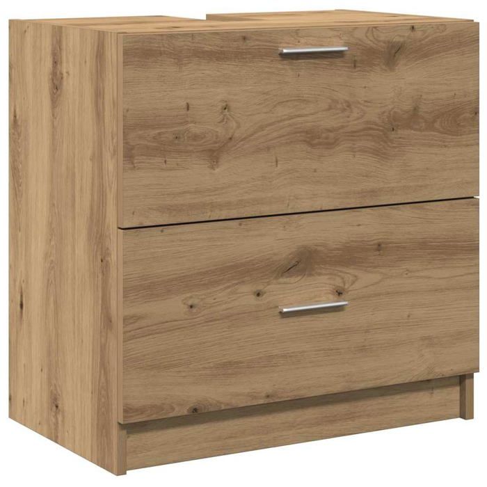 Meuble sous évier - vidaXL - Chêne artisanal - 59x37x59 cm - Style rustique - Bois dingénierie - Deux tiroirs