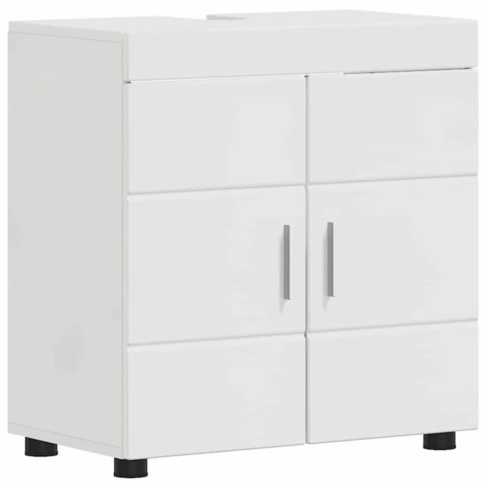 Meuble de salle de bain moderne - vidaXL - Blanc brillant - Bois dingénierie - 60x34x63 cm - Finition mate