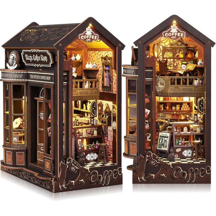 Book Nook Noel BuzzoXerex Book Nook Kit, DIY Maison De Poupee, Booknook Puzzle 3D Avec éclairage LED Et Housse Book Nook Christmas
