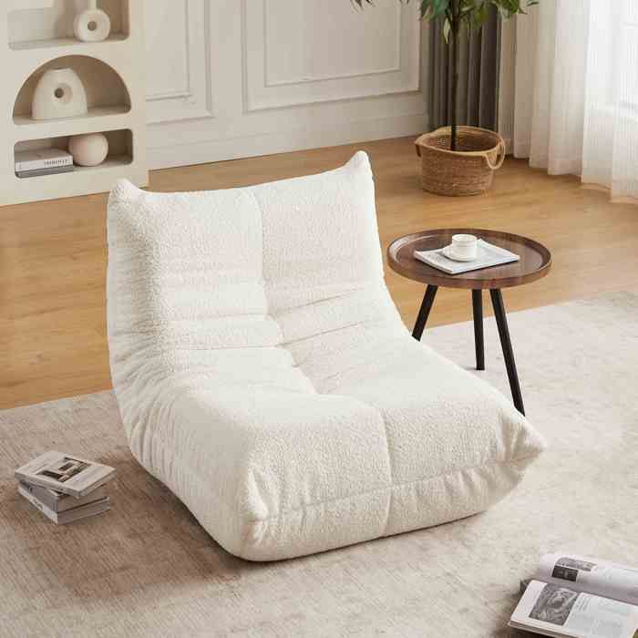 Fauteuil sac de siège-Sofa au sol en Chenille avec Mousse à Mémoire pour Salon/Bureau (Beige)