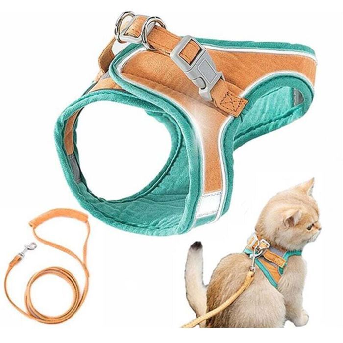 Harnais et laisse pour chat - MHY® - Veste de marche confortable - Anti-fuite - Bandes réfléchissantes