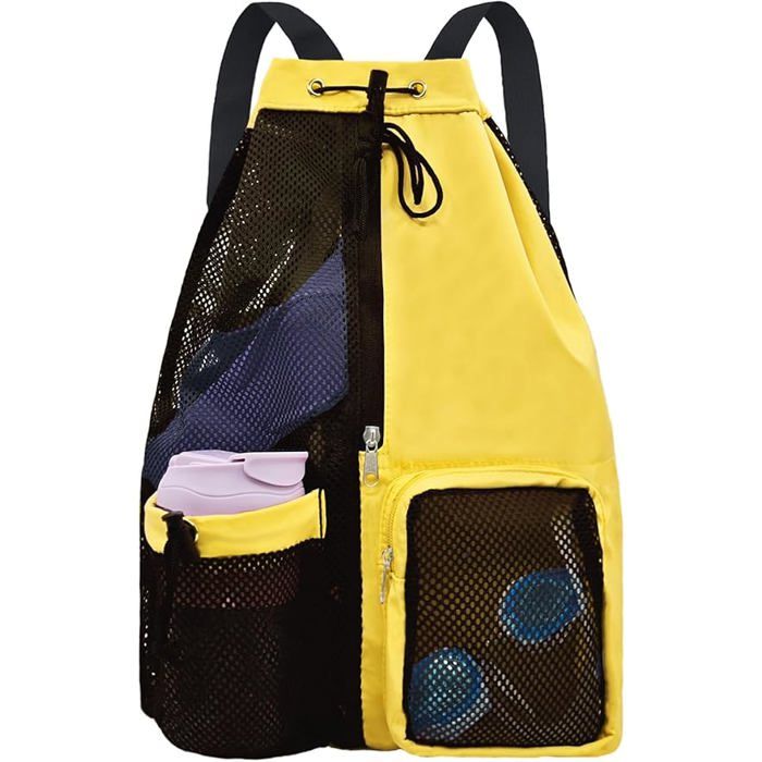Sac de sport multifonctionnel compartiment latéral fitness natation voyage – Jaune