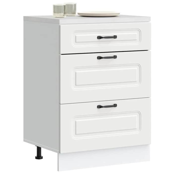 Blanc Armoire de cuisine Kalmar blanc bois dingénierie - Cabinet de cuisine H11351