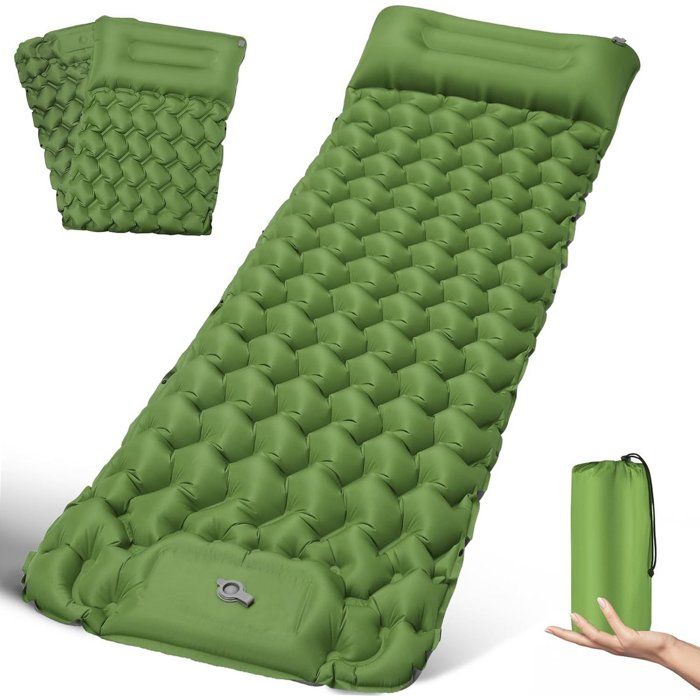 Matelas de sol autogonflant avec oreiller 200 x 68 cm-Lit gonflable ultraléger et imperméable pour randonnée camping trekking