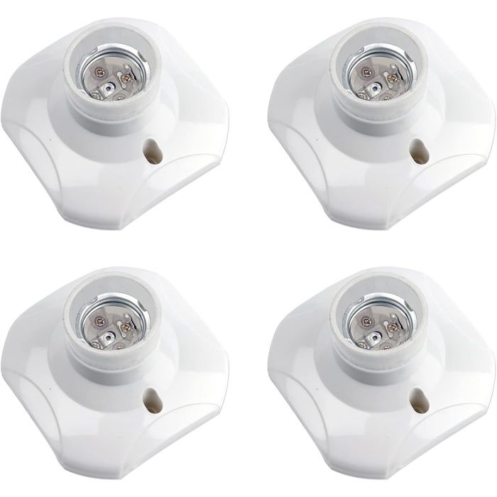 Douille de plafonnier E27 à visdouille murale/murale avec culot E27AC 230 Vporte lampe carrée blanchebase support plastique4pcs