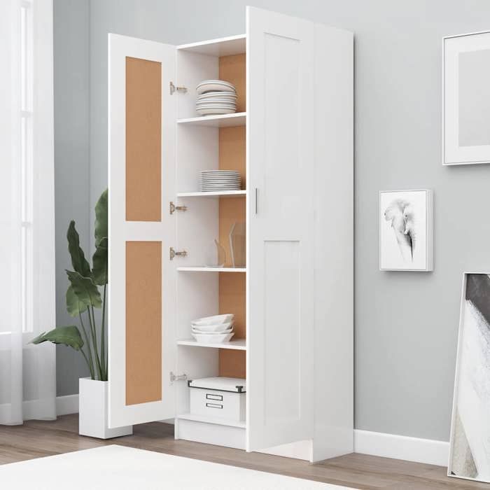 Armoire à dossiers/Cabinet à vitrine Blanc - SWEETY Bibliothèque Blanc 82 5x30 5x185 5cm Bois dingénierie CL40595017381