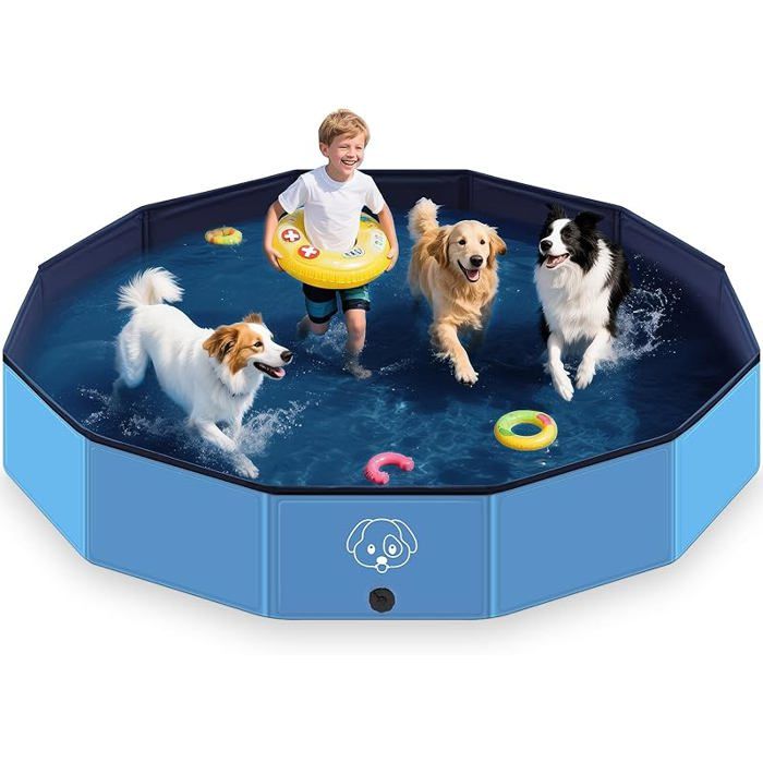 Piscine pour Chiens Grands et Petits en PVC Antidérapant Piscine pour Chiens Pliable et Portable - Idéal Baignoire ABRI DE PISCINE