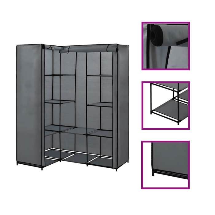 Garde-robe - Solide - Armoire penderie - grande espace - dangle Gris 130x87x169 cm LH48148249034