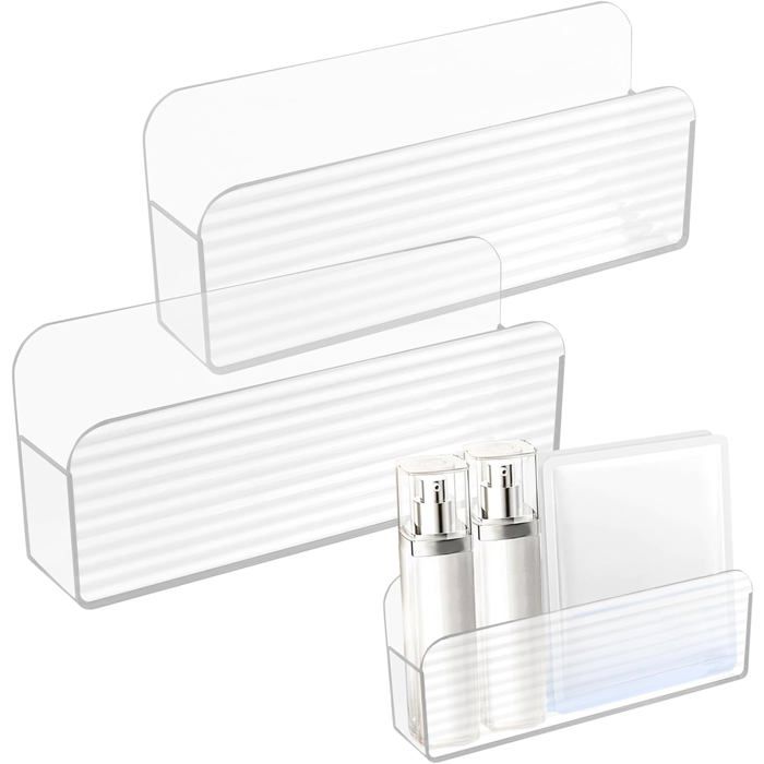 Étagère murale sans perçage - EVERWOL - Acrylique transparent - Dimensions 19x8.3x3.7 cm - Lot de 2 pièces