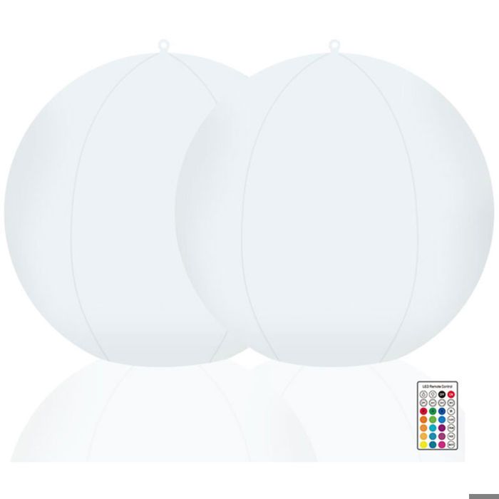 Lot de 2 lampes solaires flottantes pour piscine RGBW à changement de couleur IP68 étanches télécommande minuterie lumière