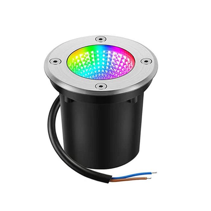 Spot LED encastrable RGB étanche IP67 6 W 12-24 V borniers inclus lot de 4 pour extérieur et paysager