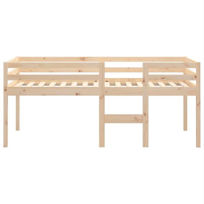 Lit haut 90x200 cm Bois de pin massif_2 ans garantie_98253