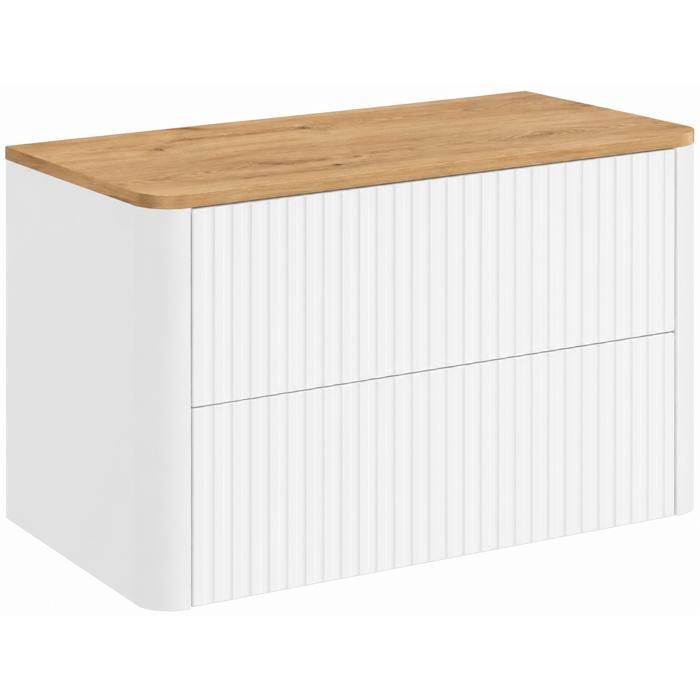 Meuble de salle de bain 80 Blanc plan chêne craft 808 x 442 x 50 cm