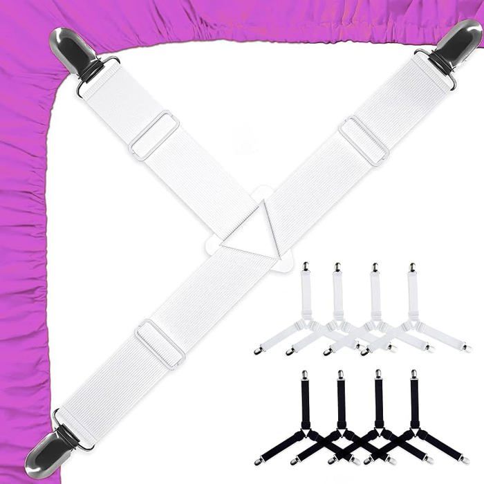 Lot de 8 tendeurs de draps régbles trianguires éstiques Tendeur de drap de lit support de drap housse housse de canapé
