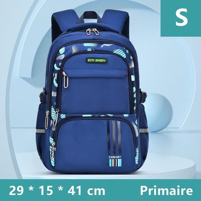 Sac à Dos Pour Garçons Primaire Léger Tissu Nylon Imperméable Sac Décole Enfant Multi-poches Ergonomique Respirant - S - Bleu/Vert