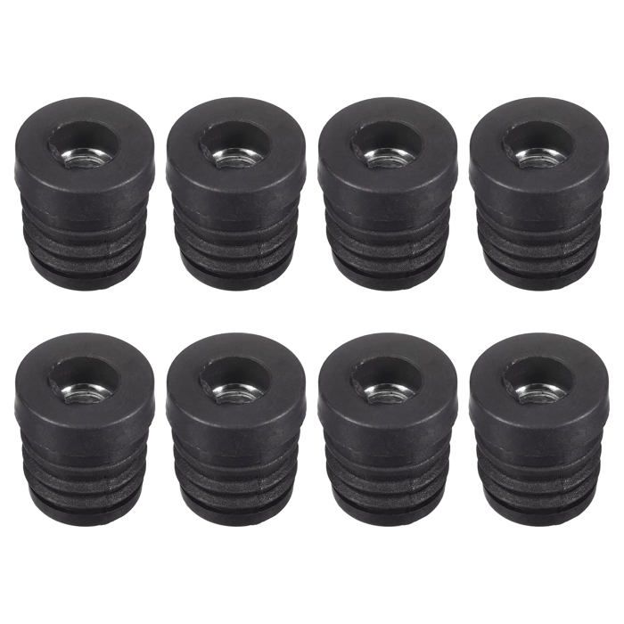 8Pcs Inserts pour Rond Tubes avec M8 Fil pour 19mm/0.75 OD Rond Tube Rond Noir Plastique Bouchon Roulette Insert Chaise Embouts
