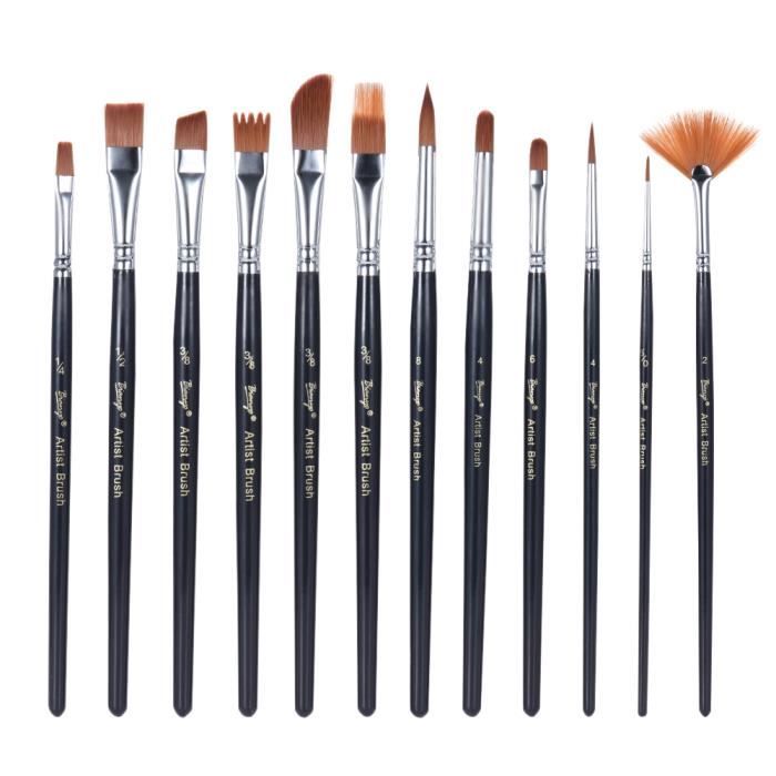 Tarente 10pcs Pinceau Set Forme diff/érente en Nylon Cheveux Aquarelle Peinture Acrylique Pinceau