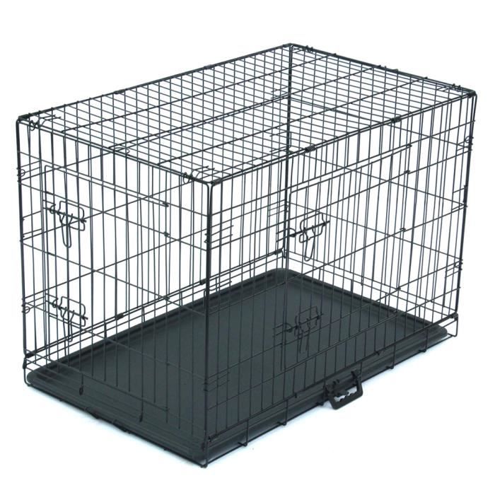 Cage pour Chien de transport pliante en métal 91 x 57 x 62.5 cm Noir