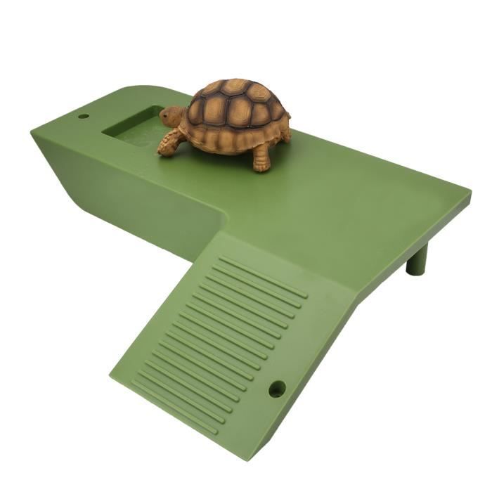 SENZEAL Terrasse avec Rampe Escalier Tortue Marine pour Réservoir de Tortue Plateforme Paysager, Vert