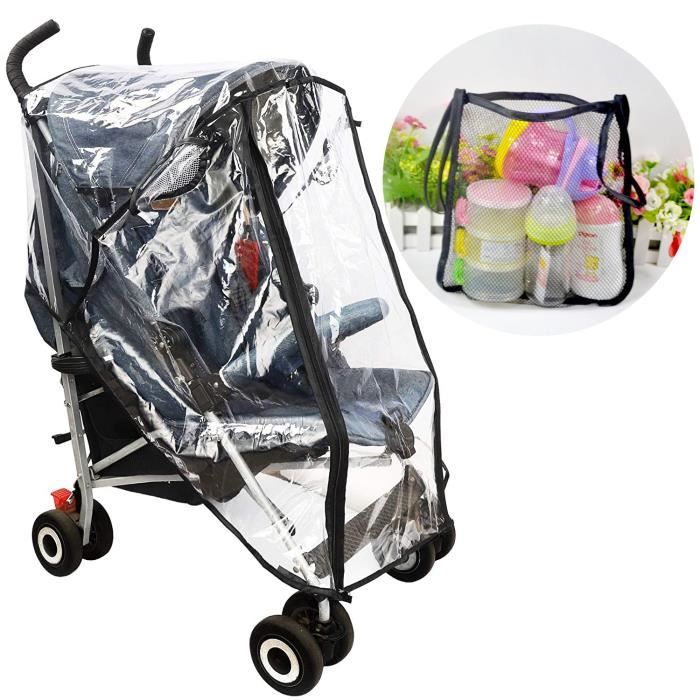 Habillage Pluie Poussette Universelle Couverture Anti Pluie et Anti Vent  Cosy Bébé Canne Housse avec Fermeture à Glissière Imperméable Transparent pour  Poussette et Landeau Habillage