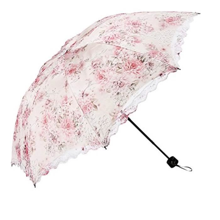 Parapluie M4rhc Fleur Imprimer Vintage Parasol Anti Uv Pliant Broderie De Dentelle Parapluie Cdiscount Bagagerie Maroquinerie