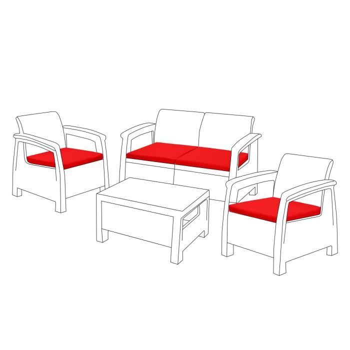 Gardenista Coussin de chaise de canapé de jardin extérieur, coussins de canapé résistants à l'eau pour meubles en rotin 4pk, rouge