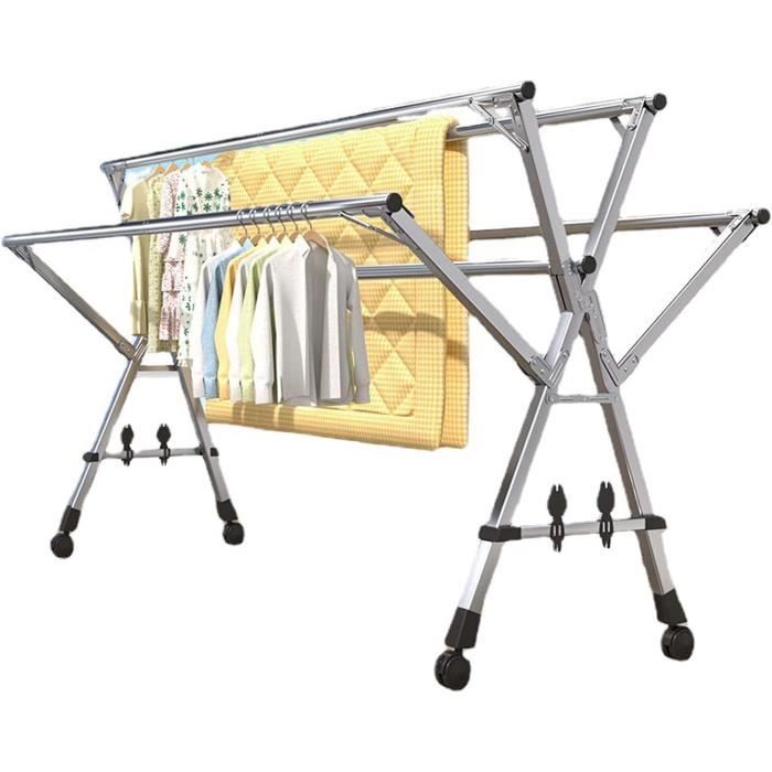 Étendoir à Linge Pliable Intérieur/extérieur - 175x105x60cm, 24 Barres - Métal Inoxydable, Montage Facile, Gain De Place