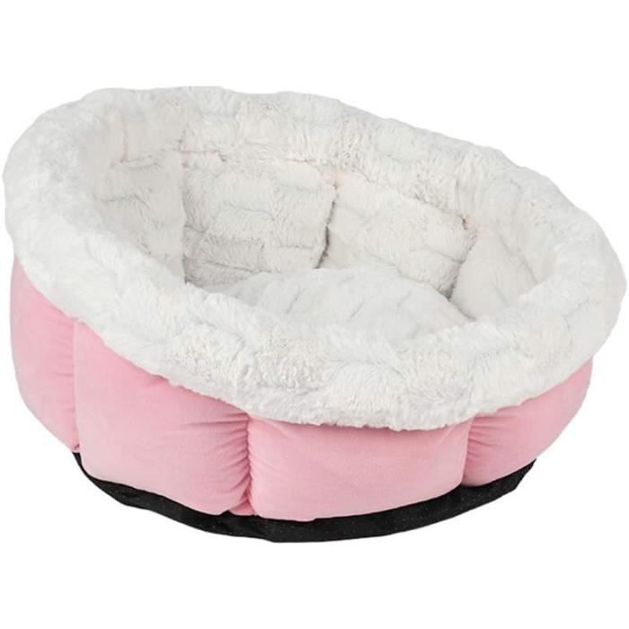 Lit rond pour chat - Coussin doux et confortable - Lavable en machine pour chats/petits chiens - Rose