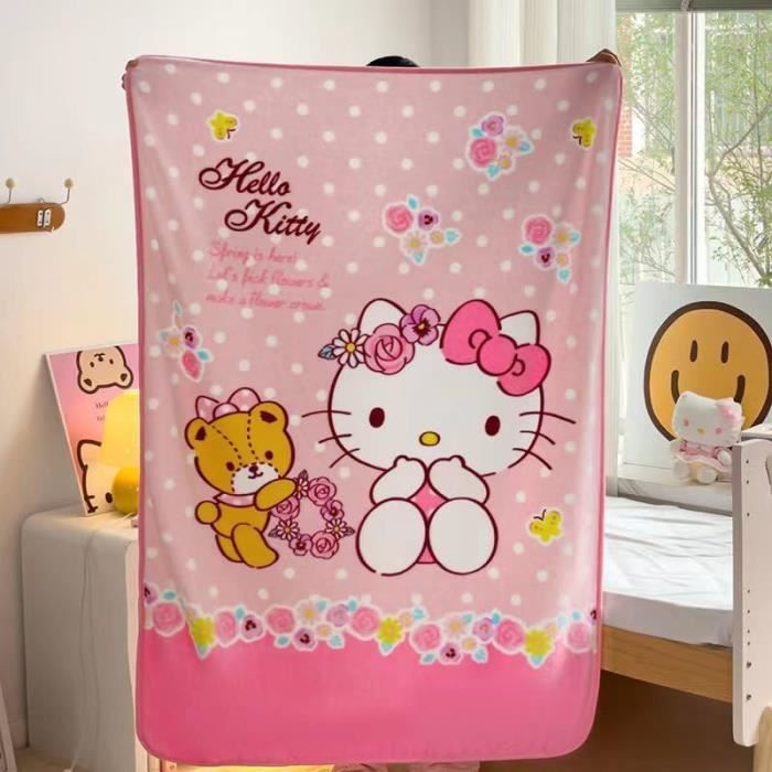 Couverture Hello Kitty Faces - Rose Rayée, 46 X 60 Pouces, 100% Polyester, Neuve Avec étiquette