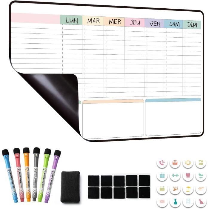 Calendrier Magnétique Frigo - Planning Semaine Et Mois Effaçable, 4 Feuilles 28x21cm, Pour Bureau, Cuisine