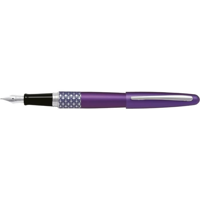 Stylo Plume Pilot MR Retro Pop - Pointe Moyenne, Motif Bague Fleurs Orange Métallisé, Cartouches Universelles, Cadeau élégant