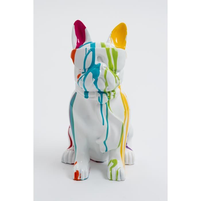 Statue en résine chien bouledogue Français rouge assis- L 24 cm
