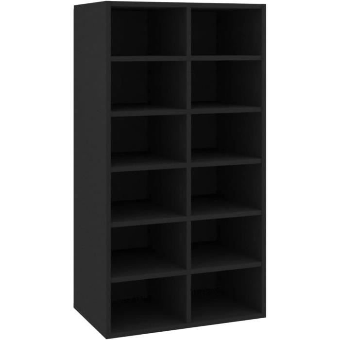 Armoire à Chaussures Noire – 100x42x60 Cm – Bois D'ingénierie – Neuve