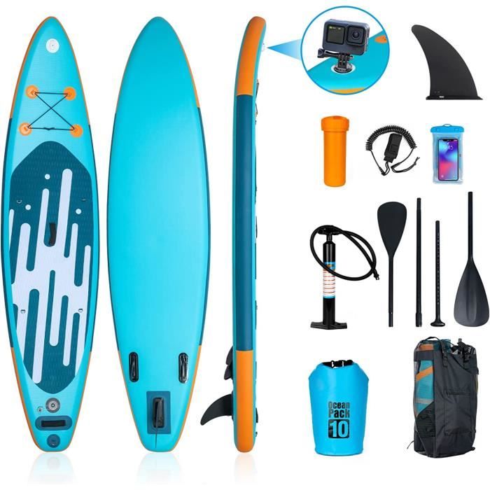 Paddle Gonflable H2OSUP 15cm D'épaisseur - Complet Avec Sac à Dos, Pagaie, Pompe - Pour Adultes Et Enfants