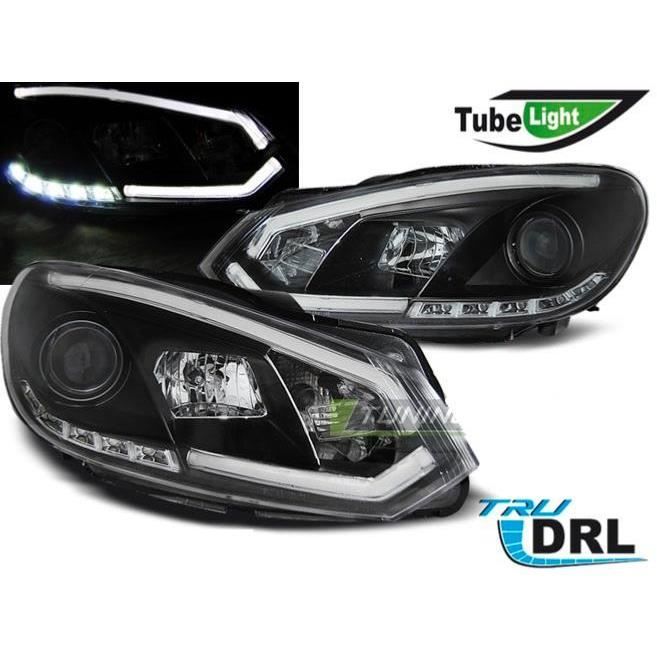 Paire de feux phares VW Golf 6 08-12 Daylight LTI DRL led noir-27361960
