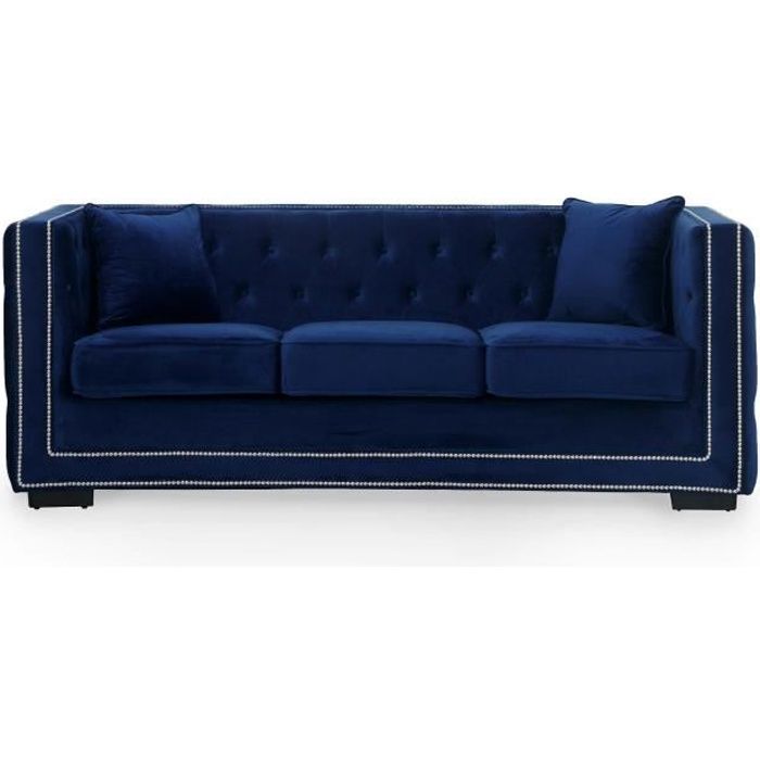 Canapé-lit modulable en forme de u 5 places aberdeen velours bleu azur