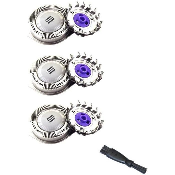 Têtes de rasoir de rechange Oral-Q pour Philips PT739 PT737 PT727 HQ8 - Lot de 3 + Brosse de nettoyage